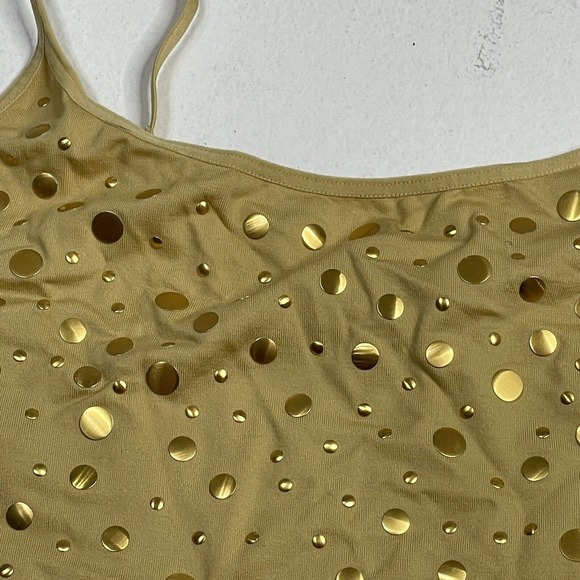 🚨 10 / $20 🚨 Body By Victoria Womens Size Medium Gold Studded Crop Tank Top - Picture 11 of 12